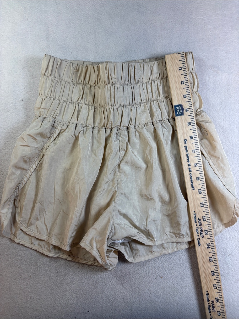 FP Movement by Free People Cream High-Waist Smocked Athletic Shorts